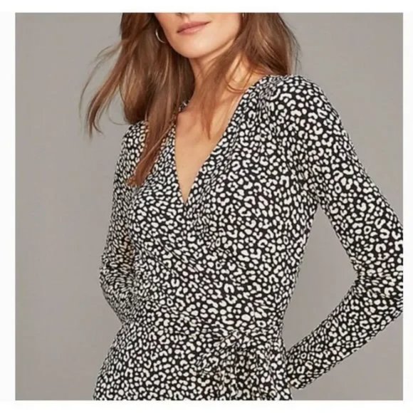 Ann Taylor Cheetah Print Matte Jersey Wrap Dress - Picture 2 of 7